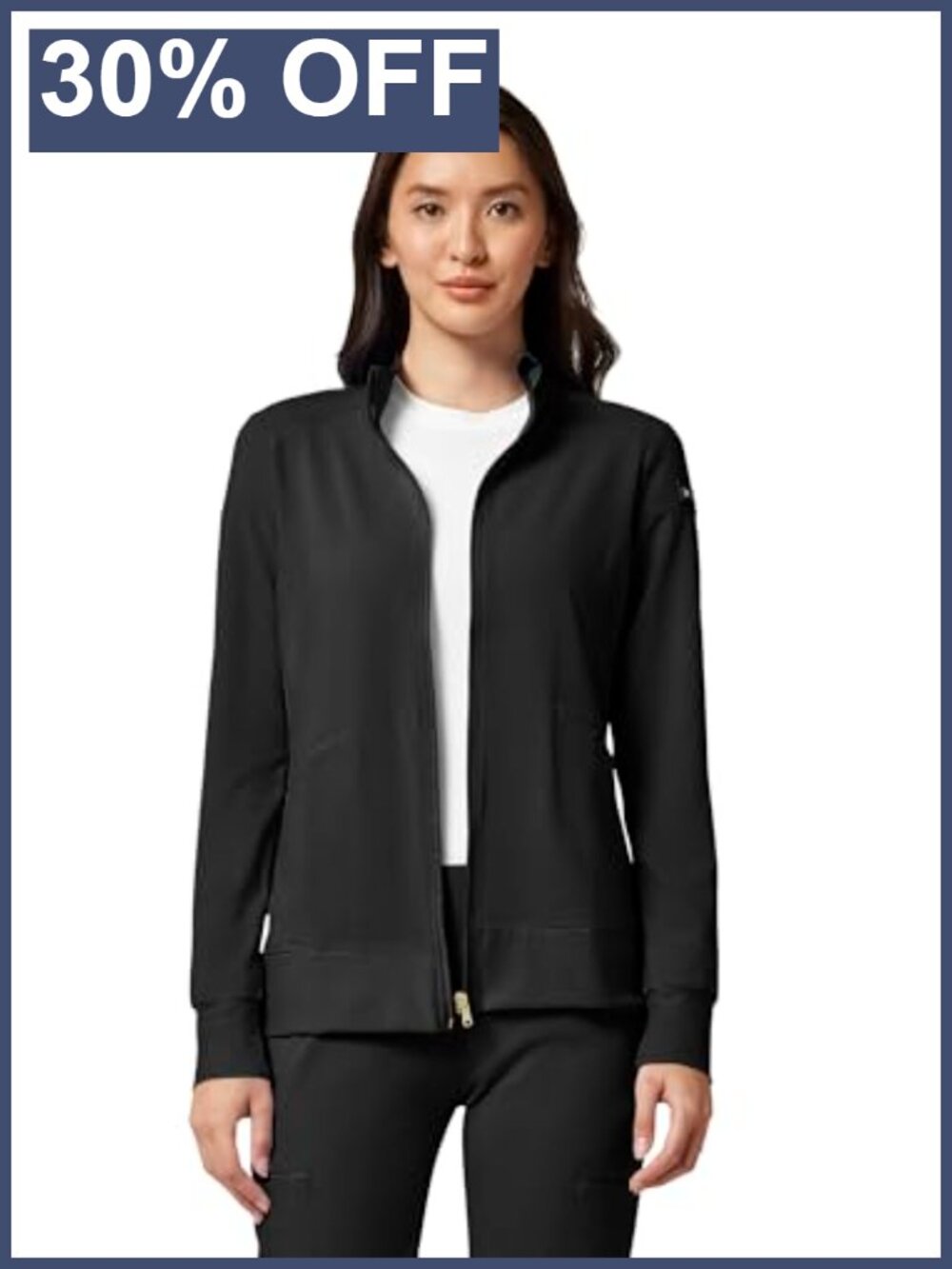 Women's Zip Front Scrub Jacket Stretch Knit Medical Uniform